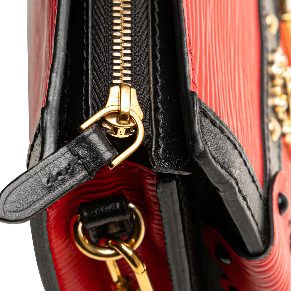 Louis Vuitton B Louis Vuitton Red with Black Epi Leather Leather Epi Trunk Clutch France