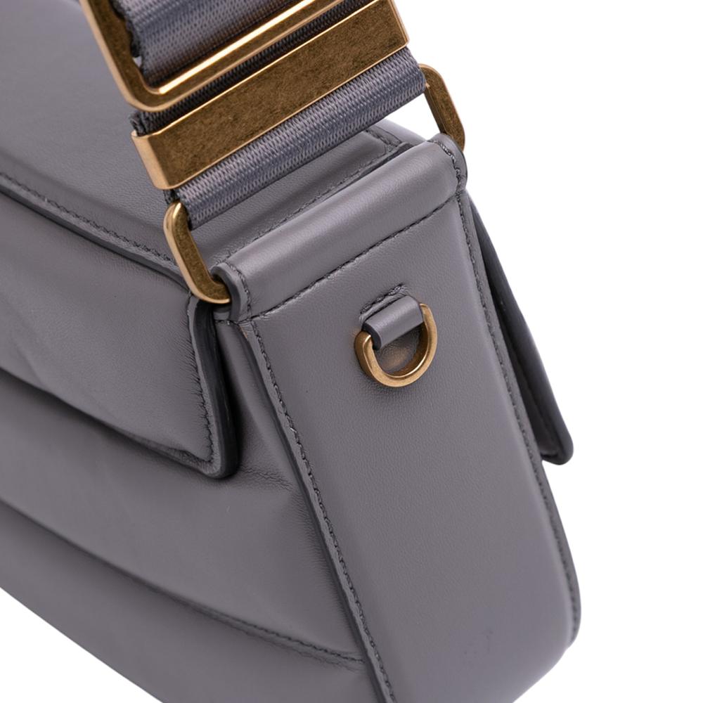 Stella McCartney AB Stella McCartney Gray Chemical Fiber Fabric Alter Mat S Wave Padded Shoulder Bag Italy