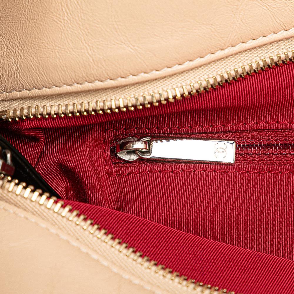 Chanel B Chanel Brown Light Beige with Black Calf Leather Large Aged skin Gabrielle Shopping Tote Italy