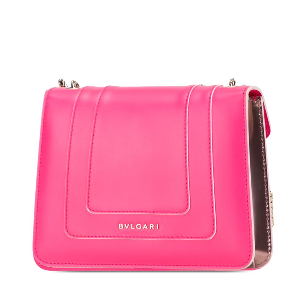 Bvlgari AB Bvlgari Pink Dark Pink Calf Leather Small Square Serpenti Forever Chain Crossbody Italy