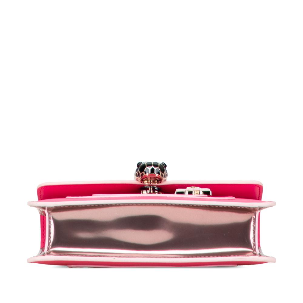 Bvlgari AB Bvlgari Pink Dark Pink Calf Leather Small Square Serpenti Forever Chain Crossbody Italy