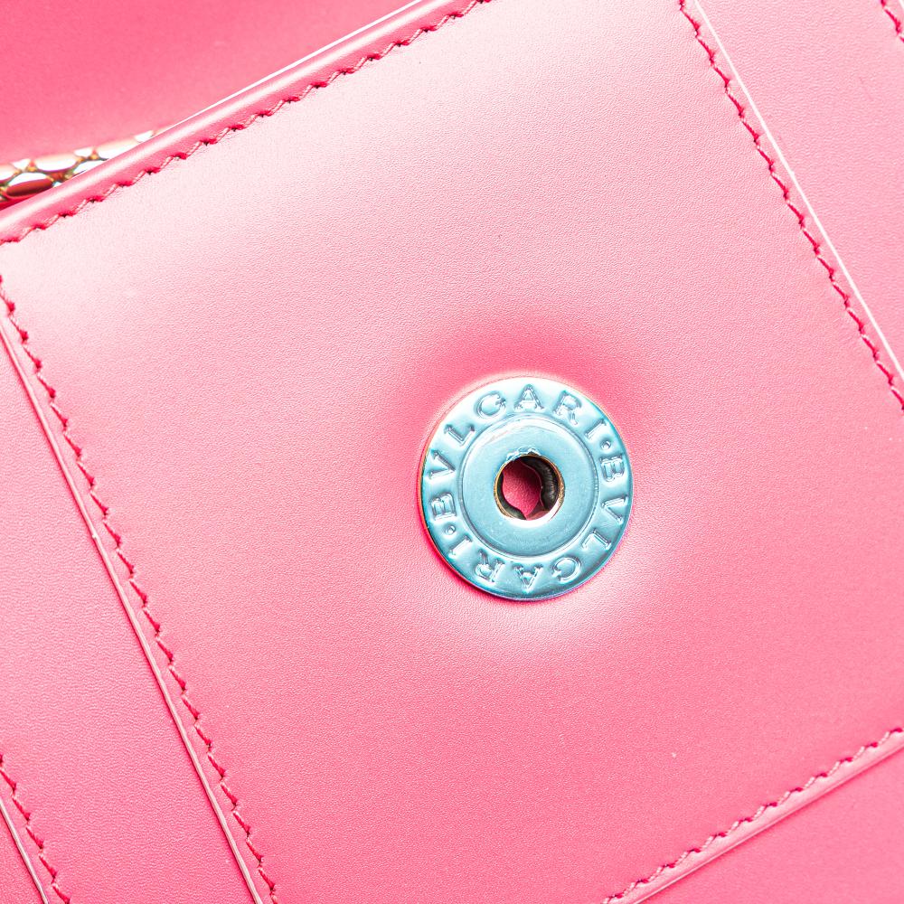 Bvlgari AB Bvlgari Pink Dark Pink Calf Leather Small Square Serpenti Forever Chain Crossbody Italy