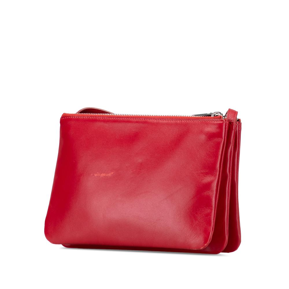 Celine B Celine Red Lambskin Leather Leather Small Lambskin Trio Crossbody Italy