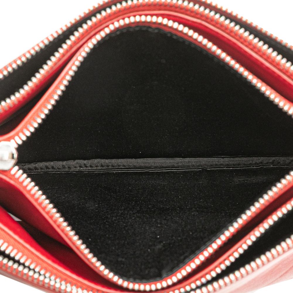 Celine B Celine Red Lambskin Leather Leather Small Lambskin Trio Crossbody Italy