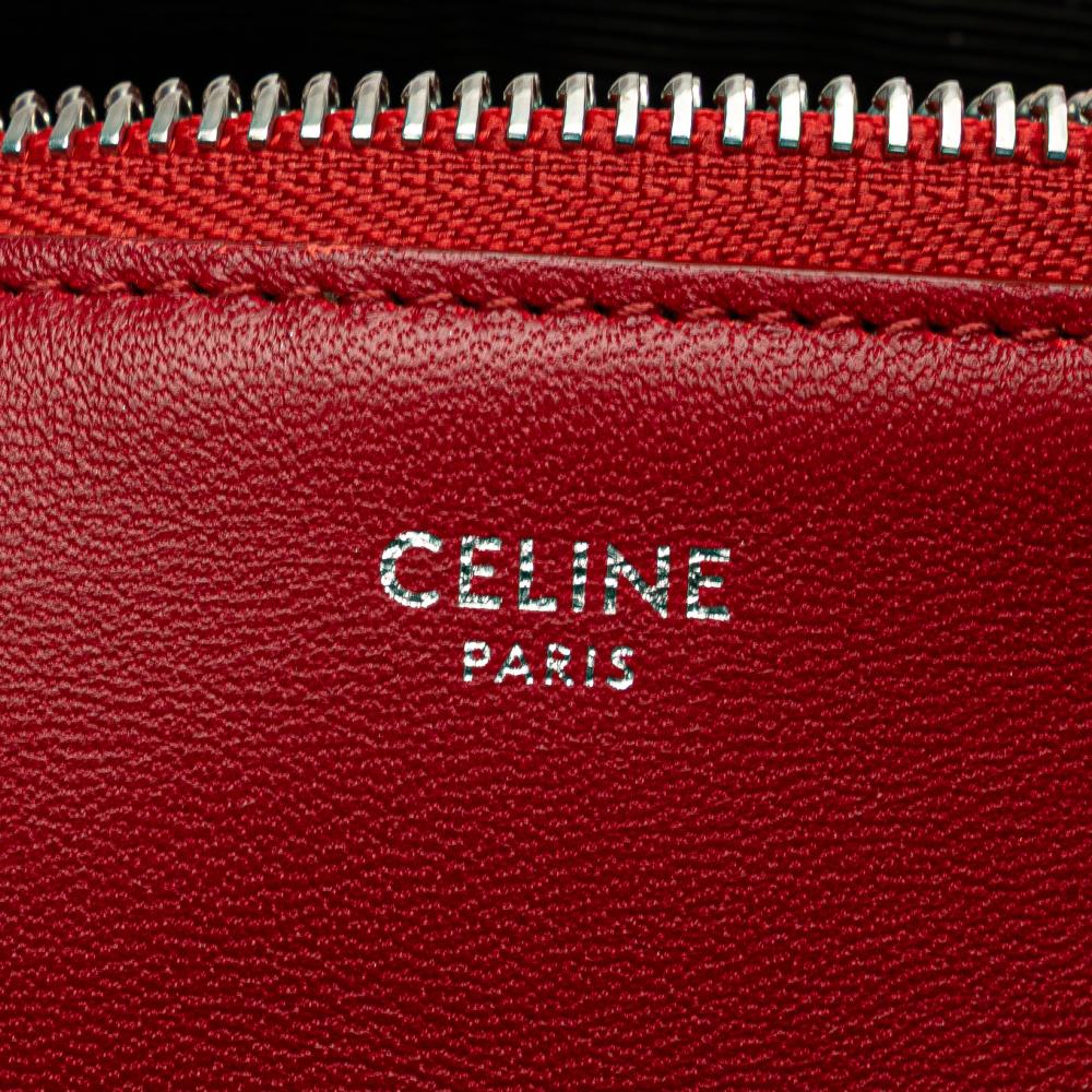 Celine B Celine Red Lambskin Leather Leather Small Lambskin Trio Crossbody Italy