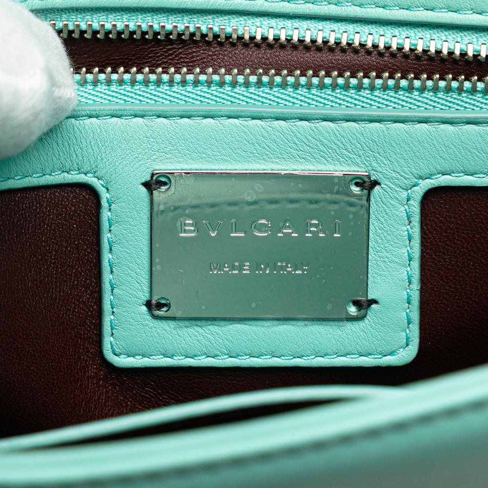 Bvlgari B Bvlgari Blue Turquoise Calf Leather Serpenti Cabochon Chain Crossbody Italy