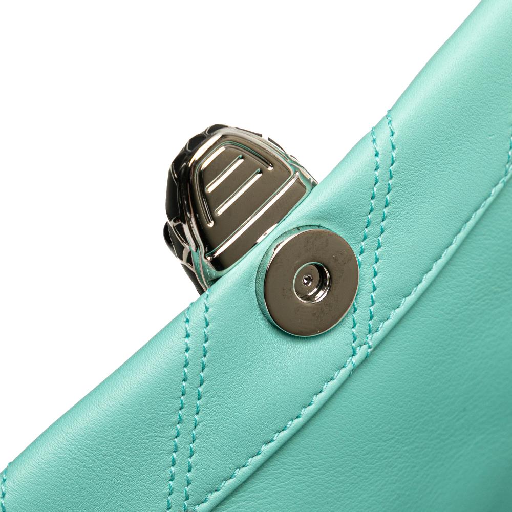 Bvlgari B Bvlgari Blue Turquoise Calf Leather Serpenti Cabochon Chain Crossbody Italy