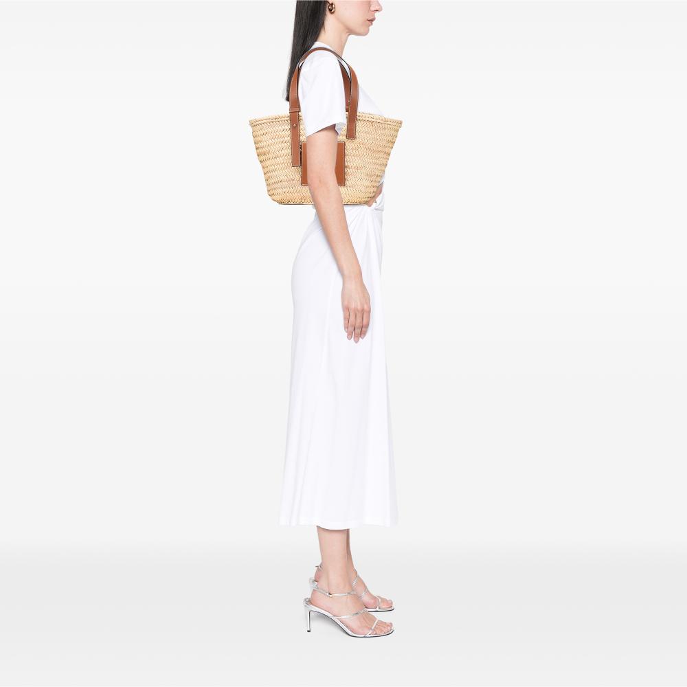 Loewe B LOEWE Brown Beige Raffia Natural Material Medium Basket Tote Spain