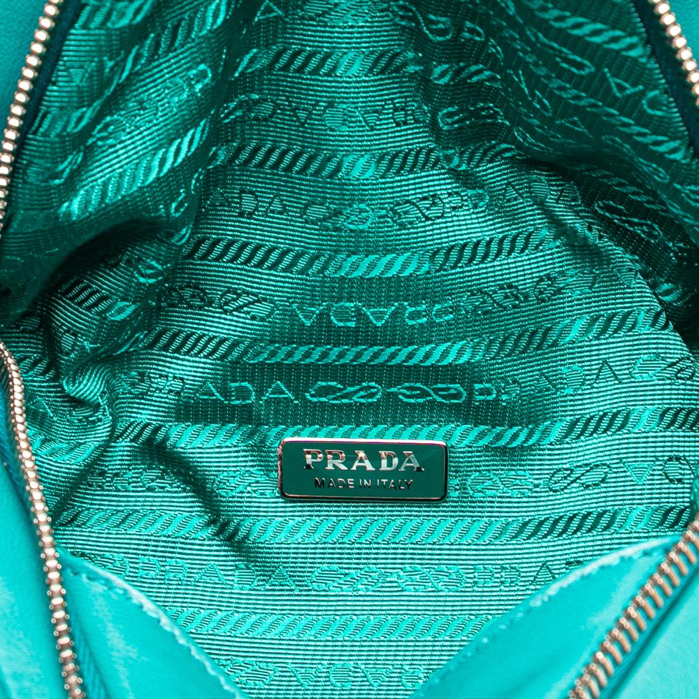 Prada AB Prada Blue Turquoise Nappa Leather Leather Nappa Padded Signaux Triangle Satchel Italy