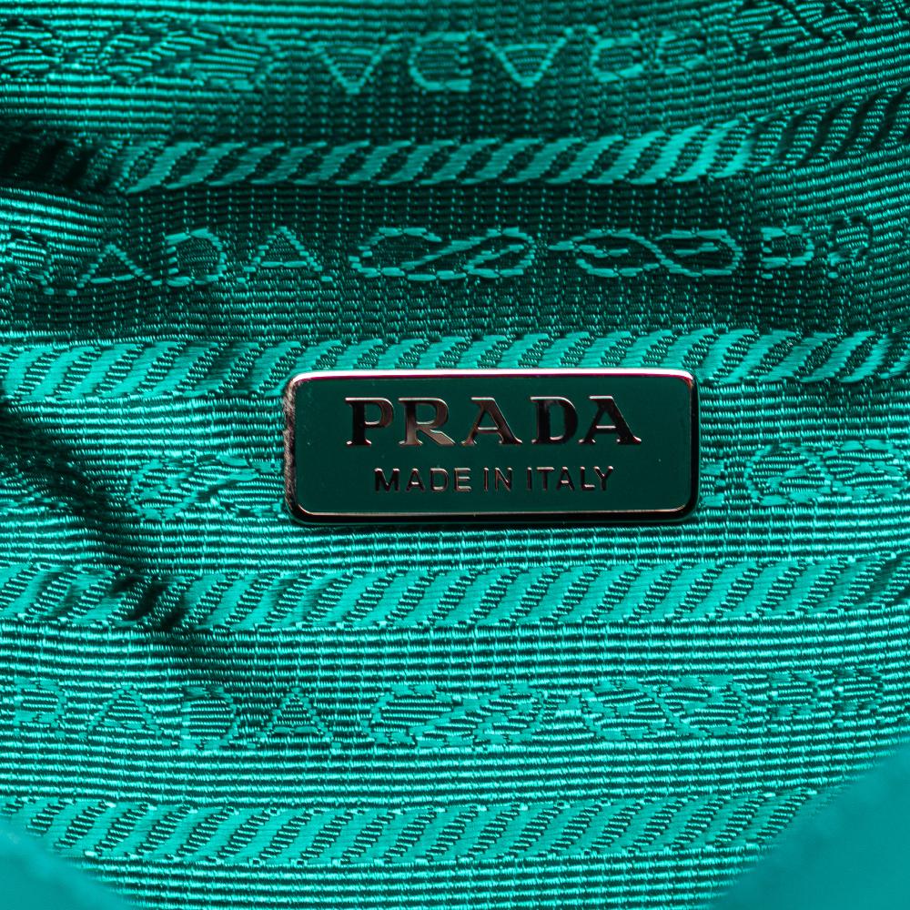 Prada AB Prada Blue Turquoise Nappa Leather Leather Nappa Padded Signaux Triangle Satchel Italy