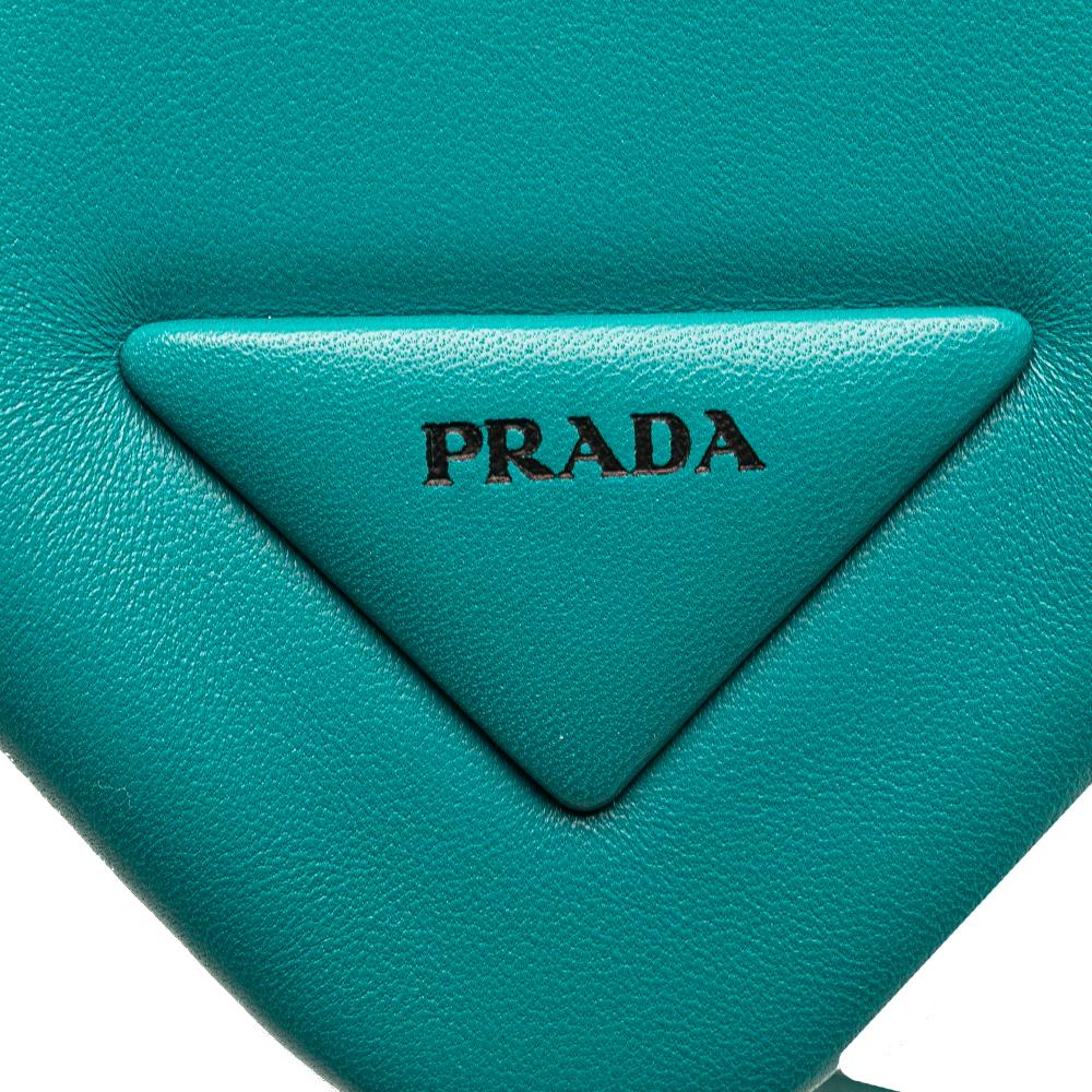 Prada AB Prada Blue Turquoise Nappa Leather Leather Nappa Padded Signaux Triangle Satchel Italy