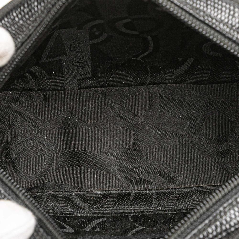 Ferragamo B Ferragamo Black Calf Leather Embossed Lizard Vara Crossbody Italy