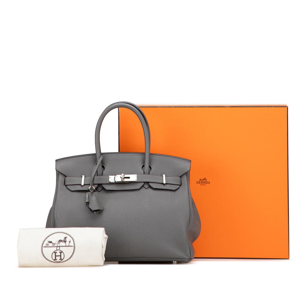 Hermès AB Hermès Gray Calf Leather Togo Birkin Retourne 30 France