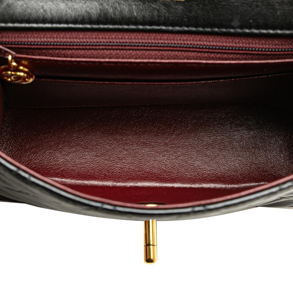 Chanel B Chanel Black Lambskin Leather Leather Mini Square Classic Lambskin Single Flap France