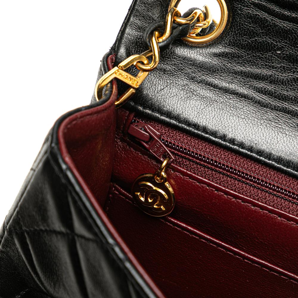 Chanel B Chanel Black Lambskin Leather Leather Mini Square Classic Lambskin Single Flap France