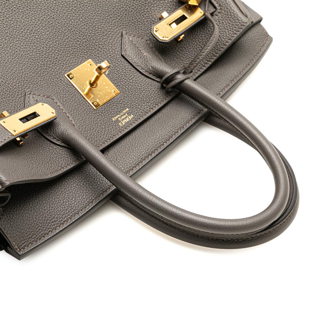 Hermès AB Hermès Gray Calf Leather Togo Birkin Retourne 30 France