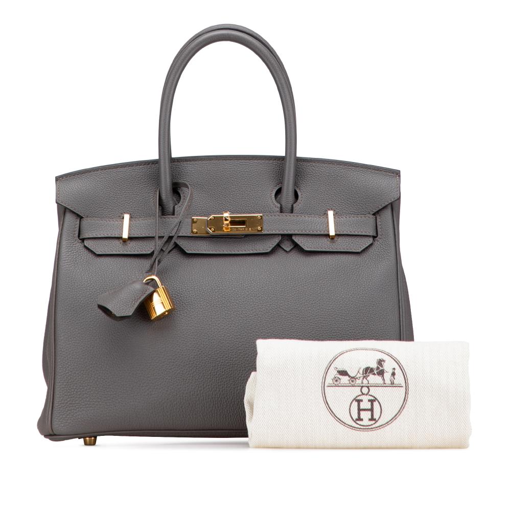 Hermès AB Hermès Gray Calf Leather Togo Birkin Retourne 30 France