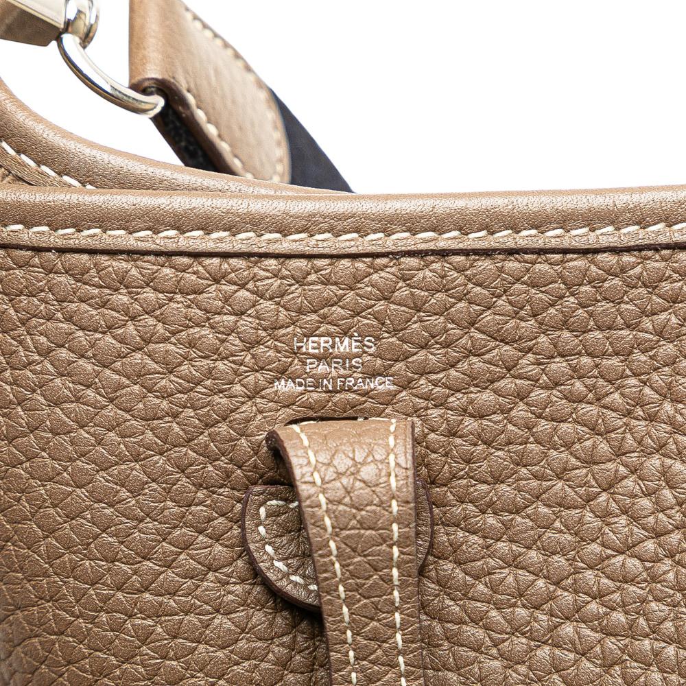 Hermès AB Hermès Brown Taupe Calf Leather Clemence Evelyne TPM France