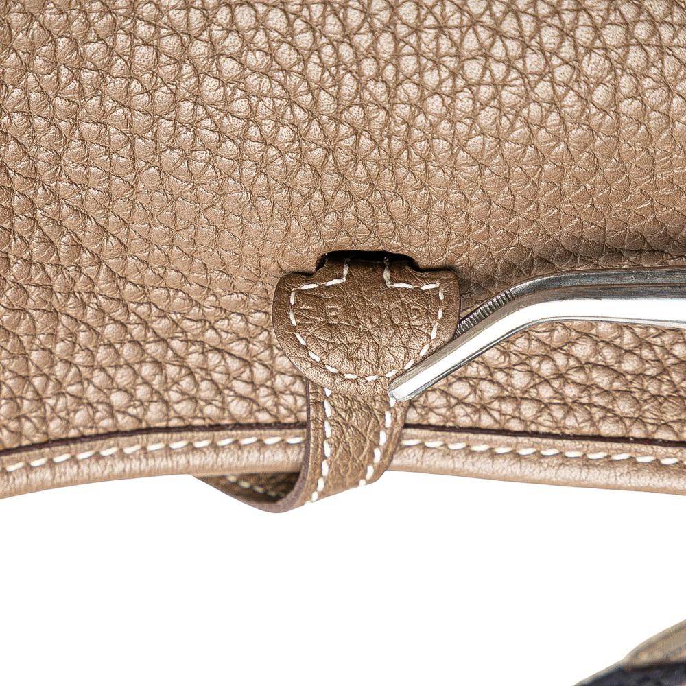 Hermès AB Hermès Brown Taupe Calf Leather Clemence Evelyne TPM France