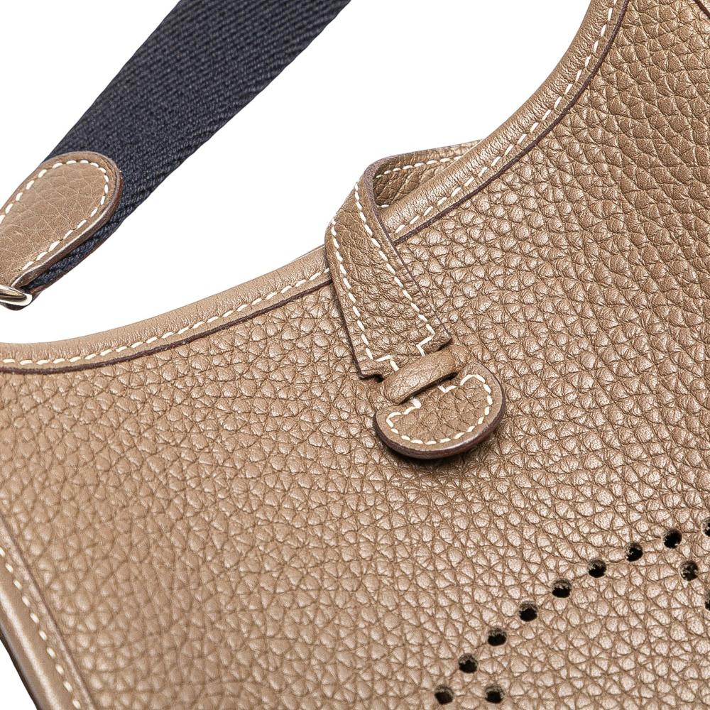 Hermès AB Hermès Brown Taupe Calf Leather Clemence Evelyne TPM France