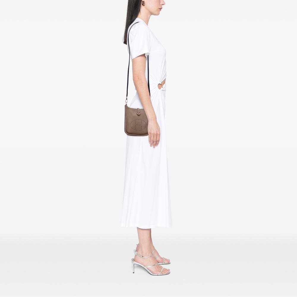 Hermès AB Hermès Brown Taupe Calf Leather Clemence Evelyne TPM France