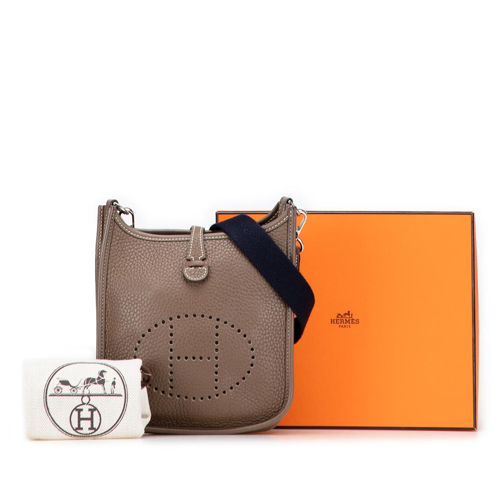 Hermès AB Hermès Brown Taupe Calf Leather Clemence Evelyne TPM France