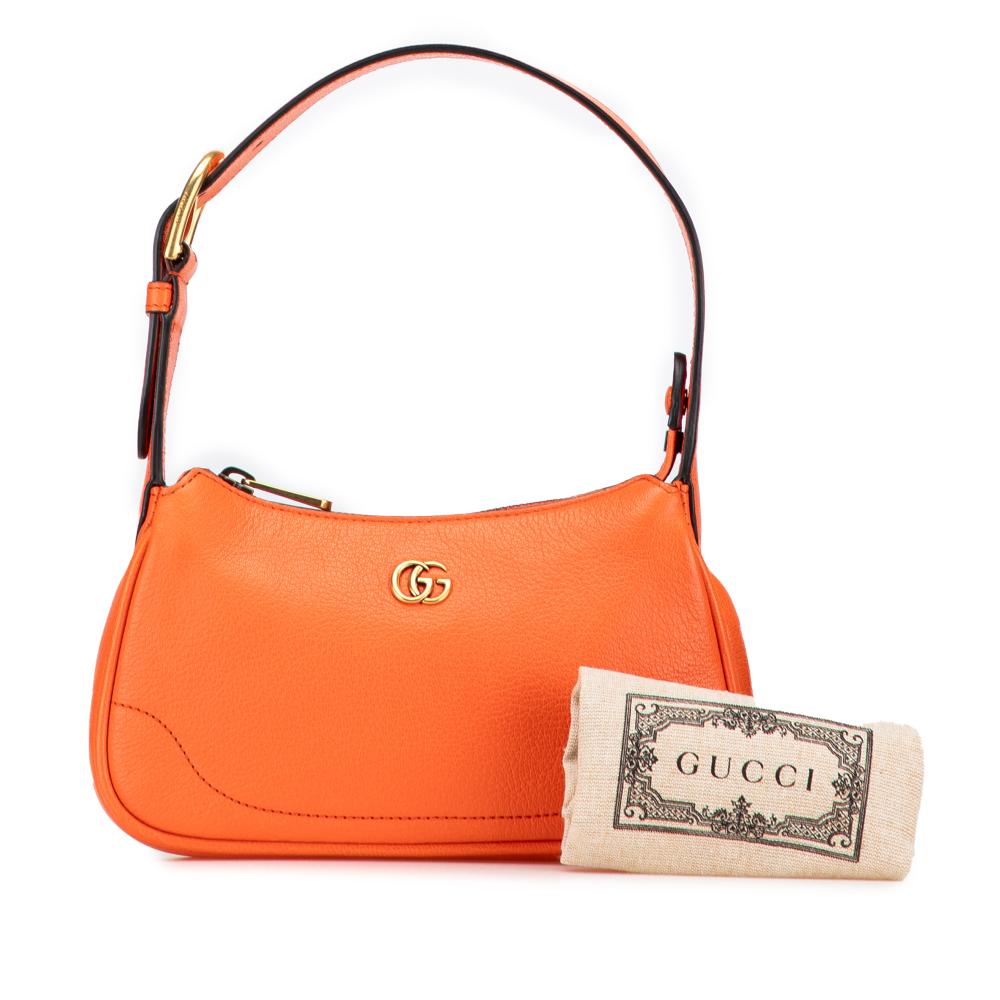 Gucci AB Gucci Orange Calf Leather Mini Aphrodite Shoulder Bag Italy