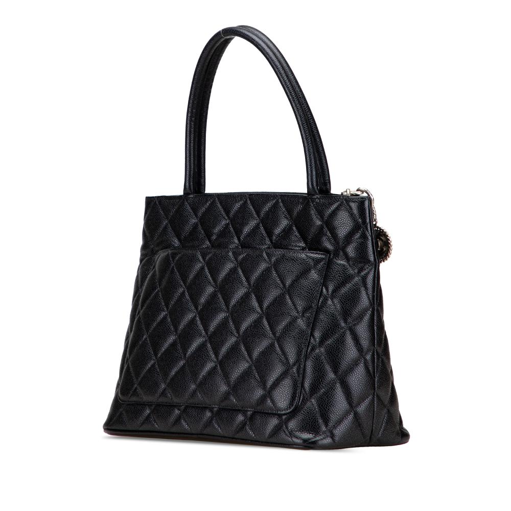 Chanel B Chanel Black Caviar Leather Leather Caviar Medallion Tote France