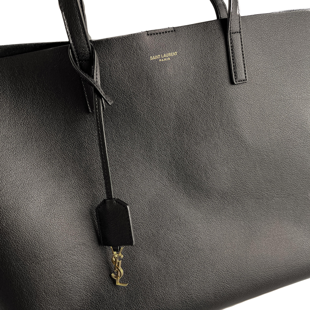 Saint Laurent Shopper East West Calfksin Leather Shoulder Bag Black