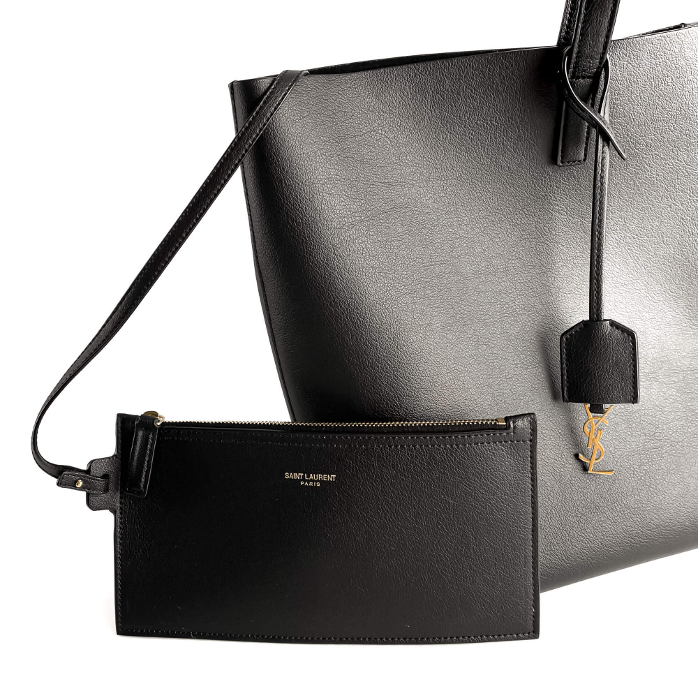 Saint Laurent Shopper East West Calfksin Leather Shoulder Bag Black