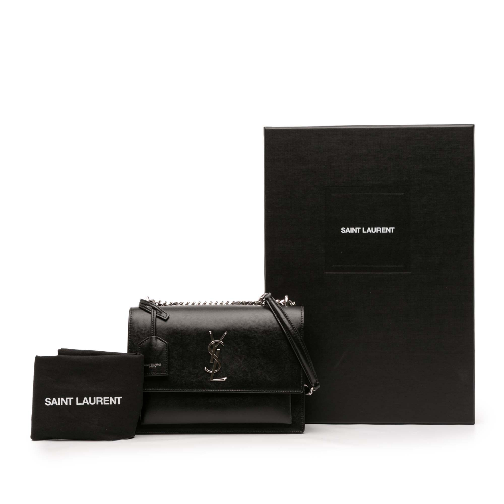 Saint Laurent Sunset Leather Flap Crossbody Black