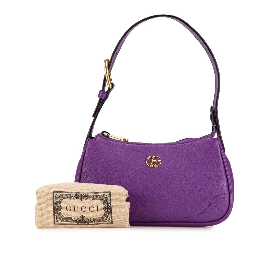 Gucci AB Gucci Purple Calf Leather Mini Aphrodite Shoulder Bag Italy