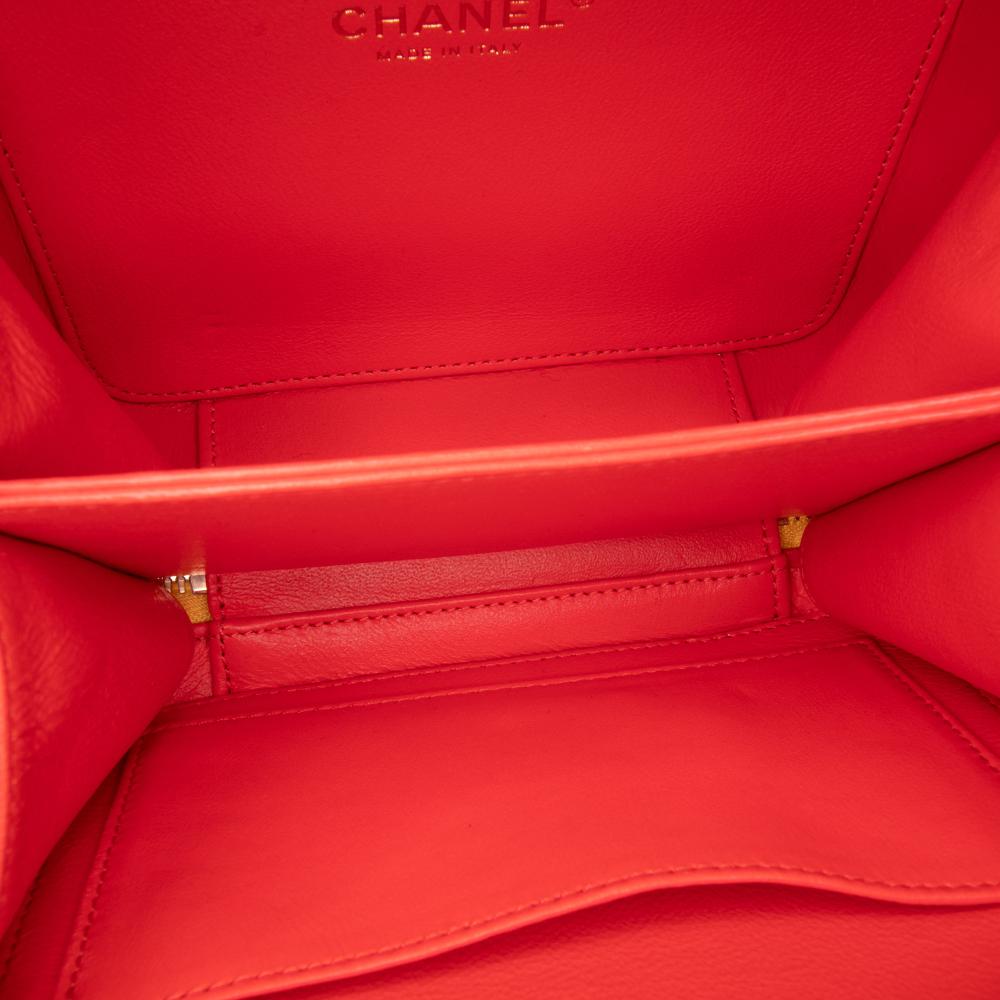 Chanel Orange Dark Orange Caviar Leather Leather Small Tricolor Caviar CC Filigree Vanity Case Italy