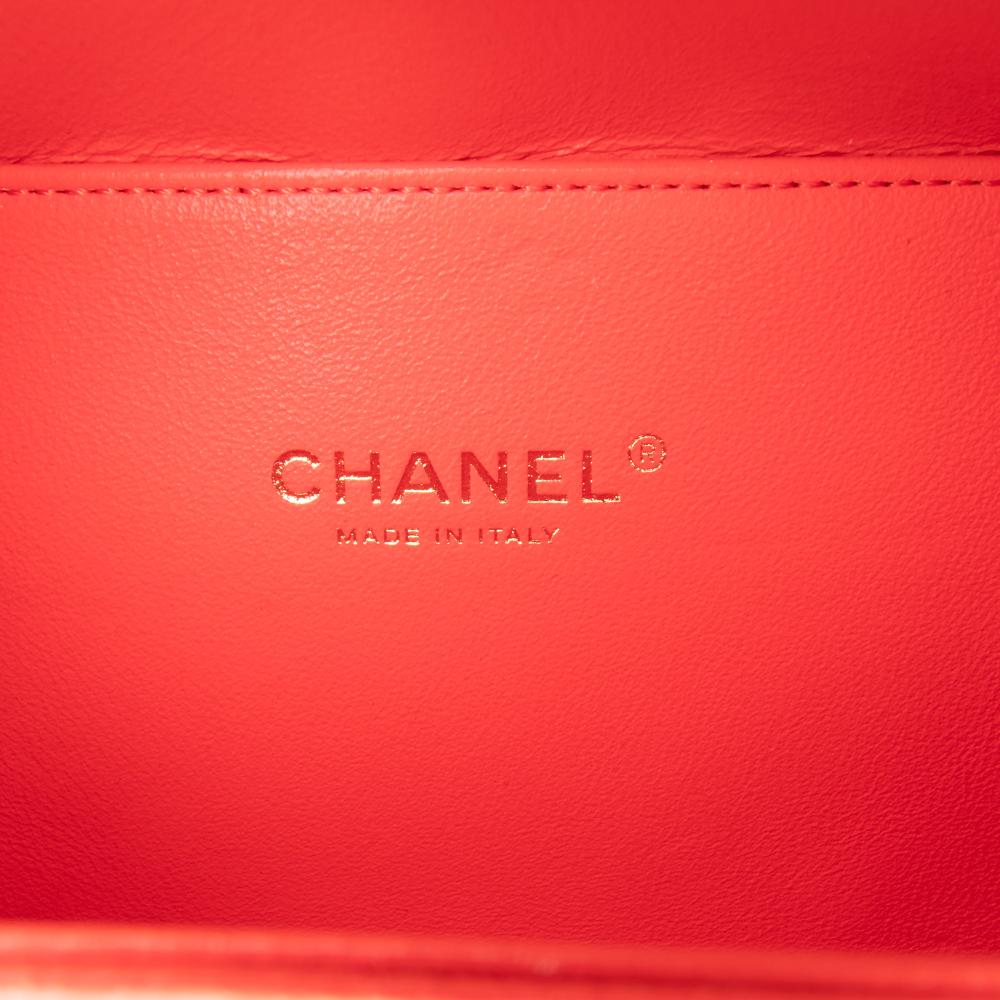Chanel Orange Dark Orange Caviar Leather Leather Small Tricolor Caviar CC Filigree Vanity Case Italy