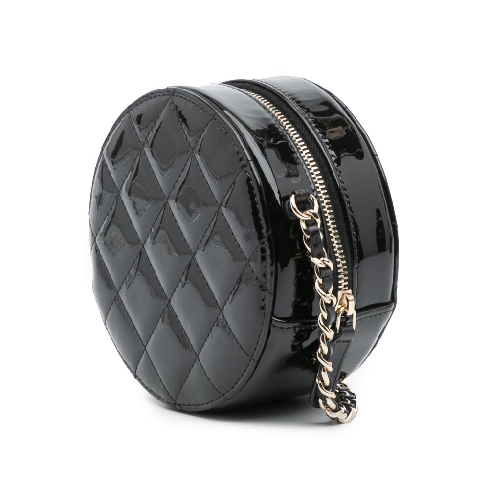 Chanel AB Chanel Black Patent Leather Leather Quilted Patent Round As Earth Crossbody Italy