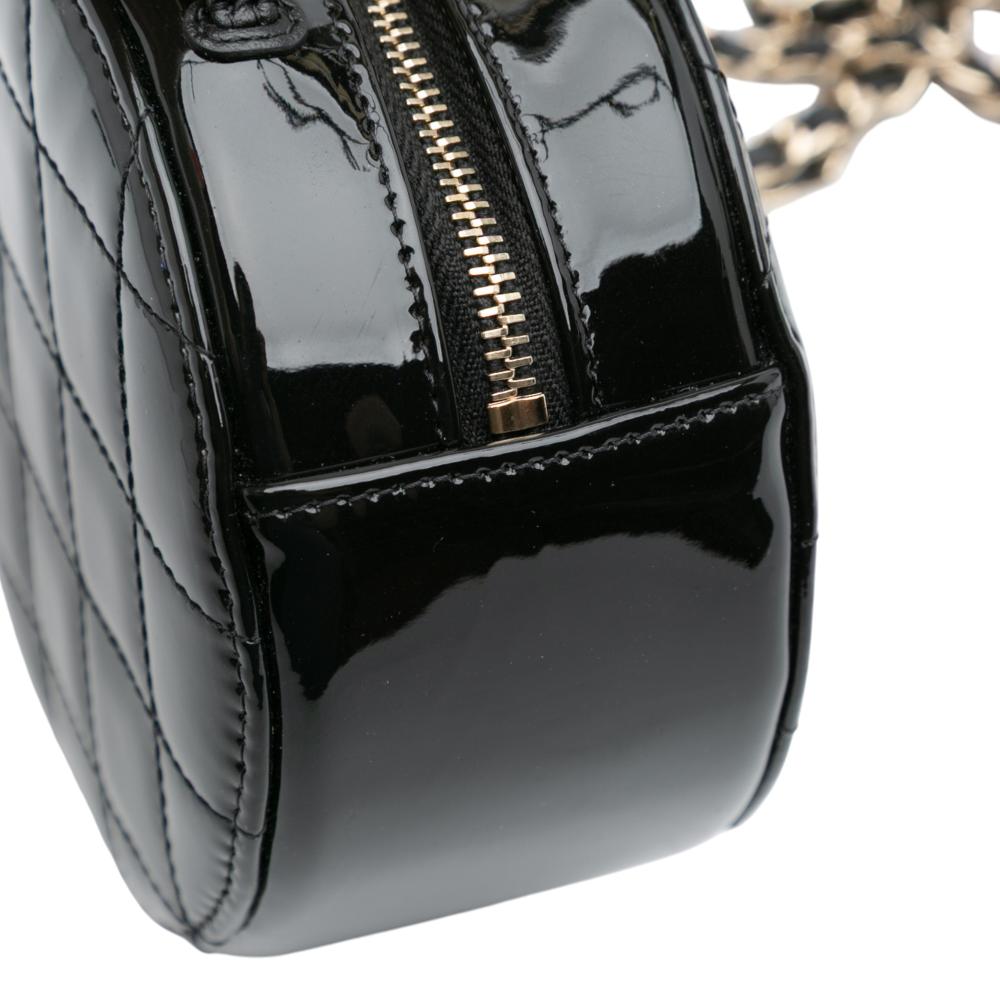 Chanel AB Chanel Black Patent Leather Leather Quilted Patent Round As Earth Crossbody Italy