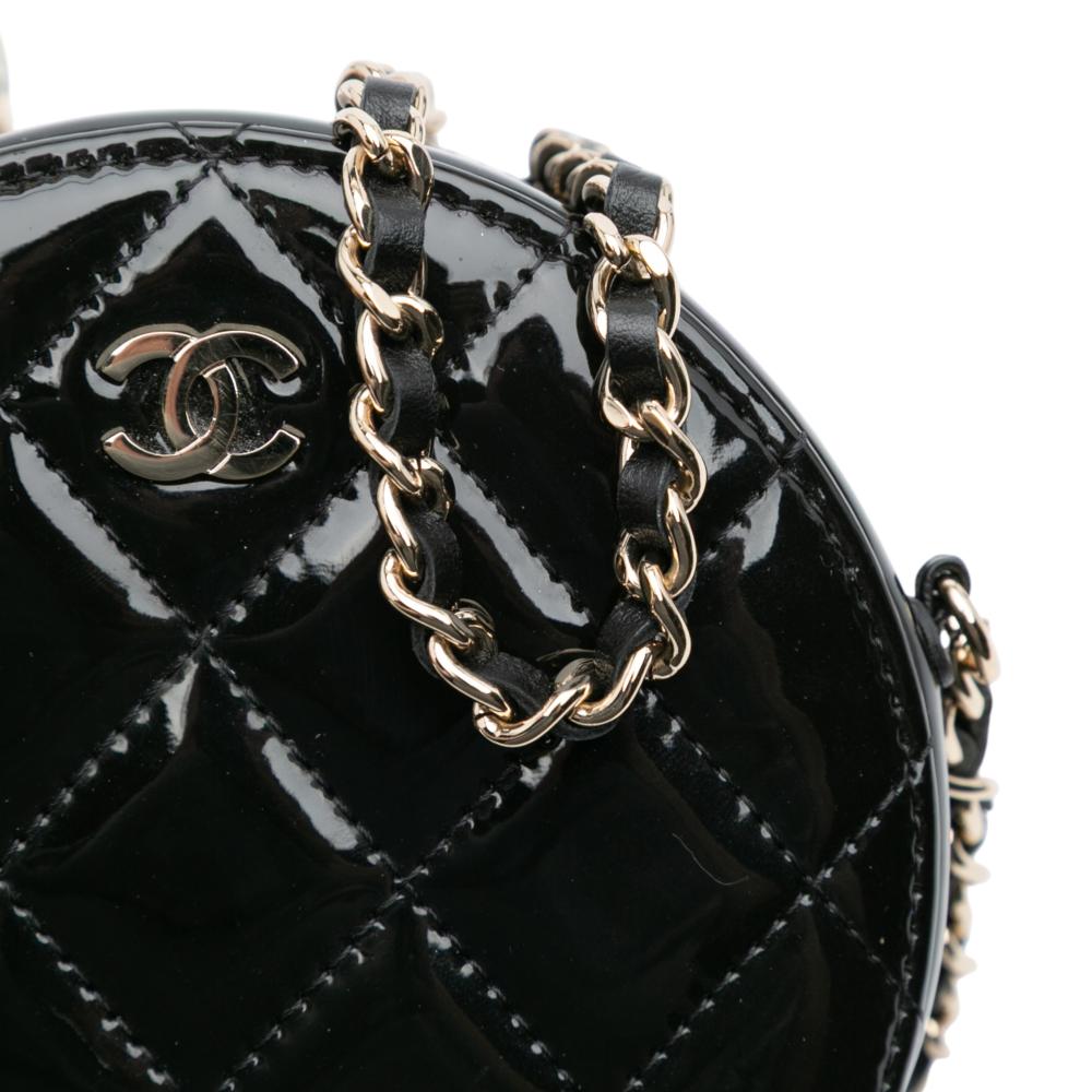 Chanel AB Chanel Black Patent Leather Leather Quilted Patent Round As Earth Crossbody Italy