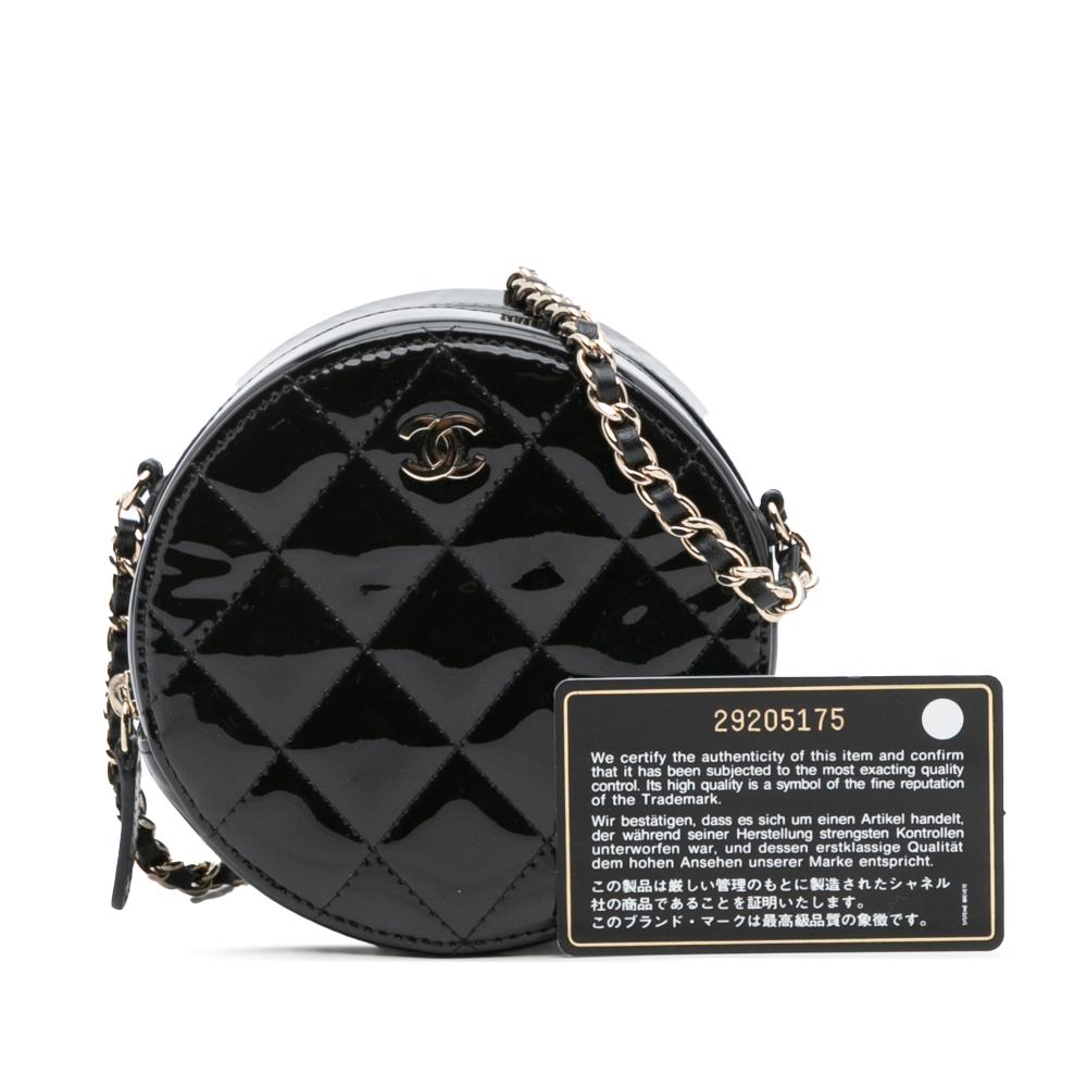 Chanel AB Chanel Black Patent Leather Leather Quilted Patent Round As Earth Crossbody Italy
