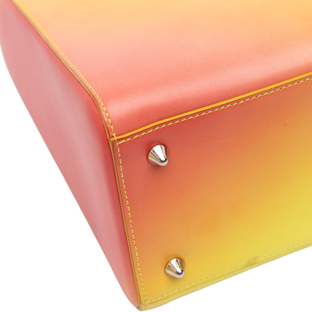Christian Dior B Dior Yellow with Orange Calf Leather Medium Ombre skin Lady Dior Italy