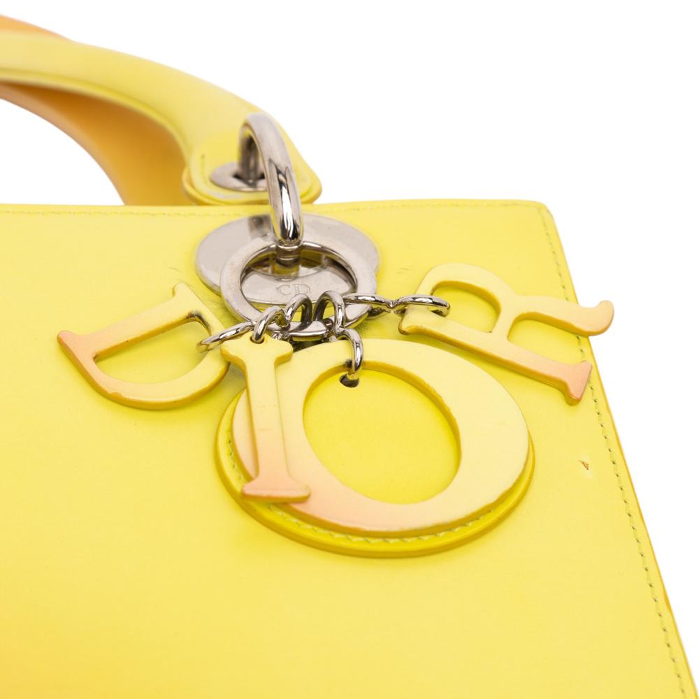 Christian Dior B Dior Yellow with Orange Calf Leather Medium Ombre skin Lady Dior Italy