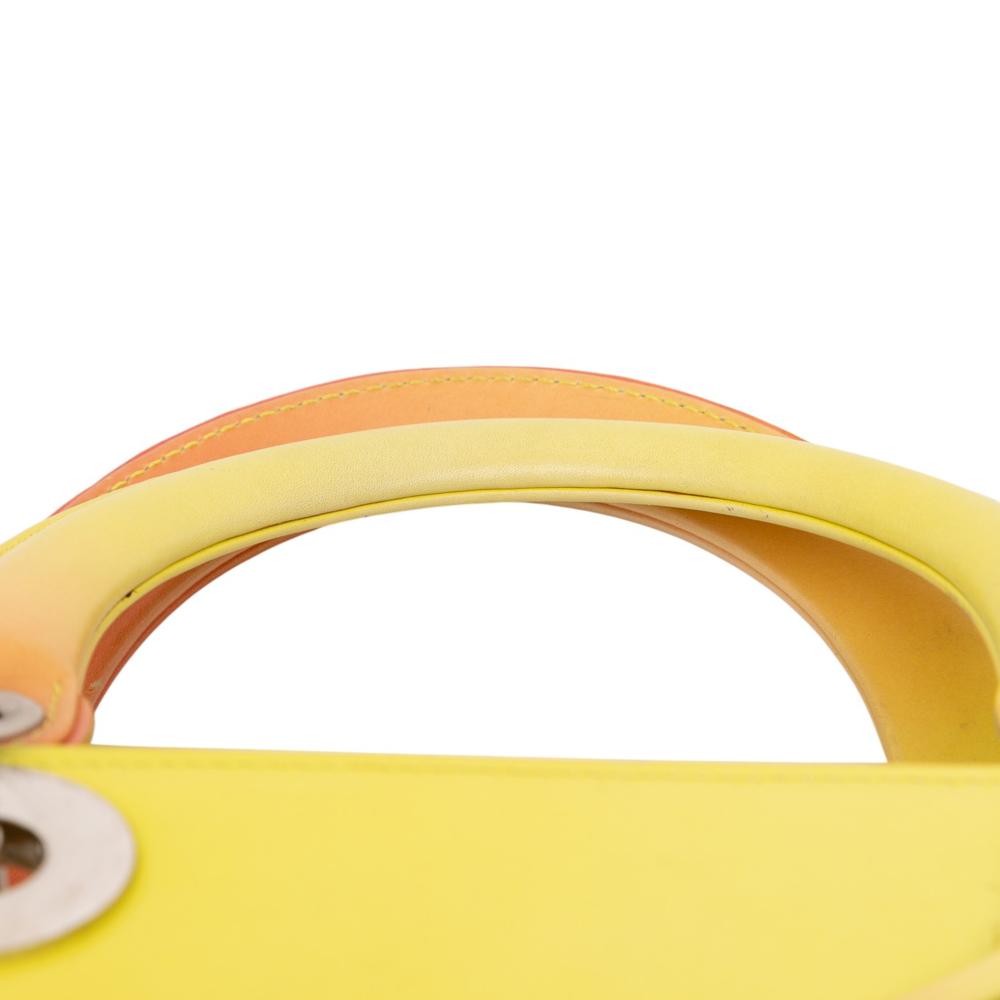 Christian Dior B Dior Yellow with Orange Calf Leather Medium Ombre skin Lady Dior Italy