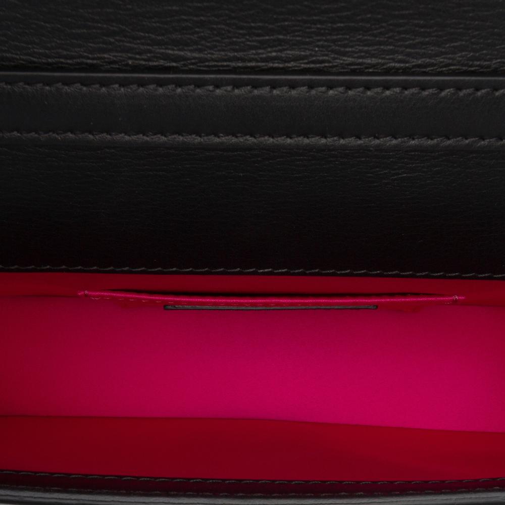 Fendi AB Fendi Black Calf Leather Versace Vitello Seta Fendace Brooch Baguette Satchel Italy