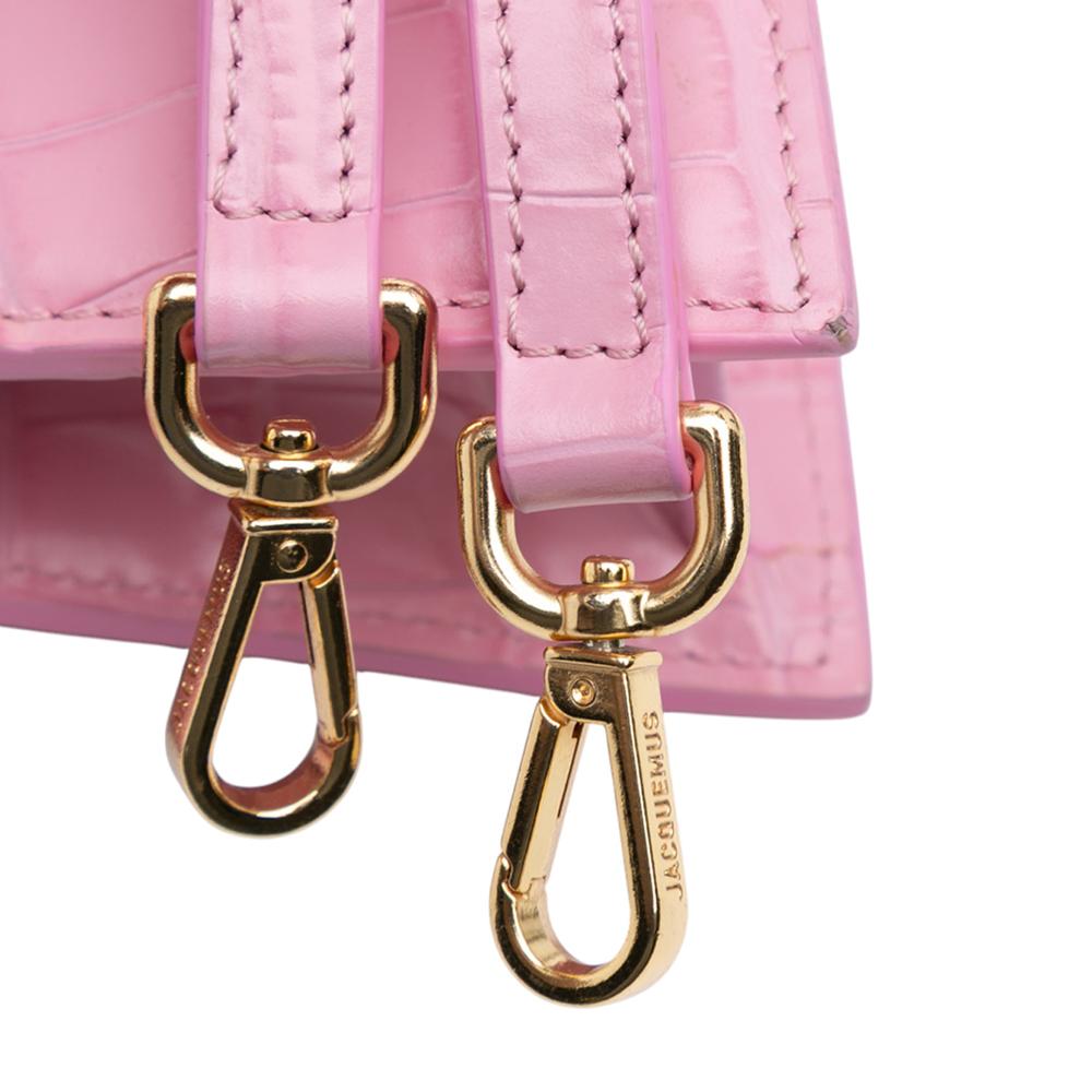 Jacquemus AB Jacquemus Pink Calf Leather Crocodile Embossed skin Le Sac Rond Bag Spain