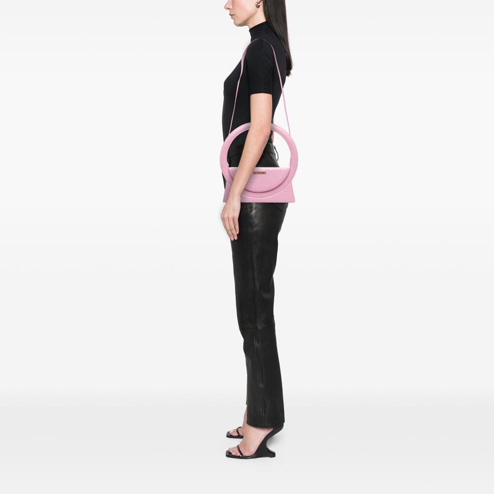 Jacquemus AB Jacquemus Pink Calf Leather Crocodile Embossed skin Le Sac Rond Bag Spain
