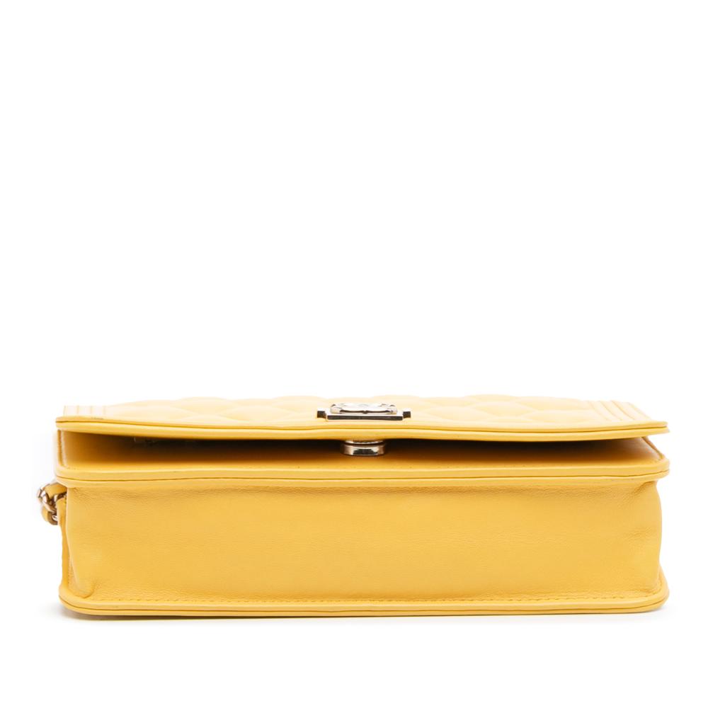 Chanel B Chanel Yellow Mustard Lambskin Leather Leather Quilted Lambskin Boy Wallet On Chain Italy