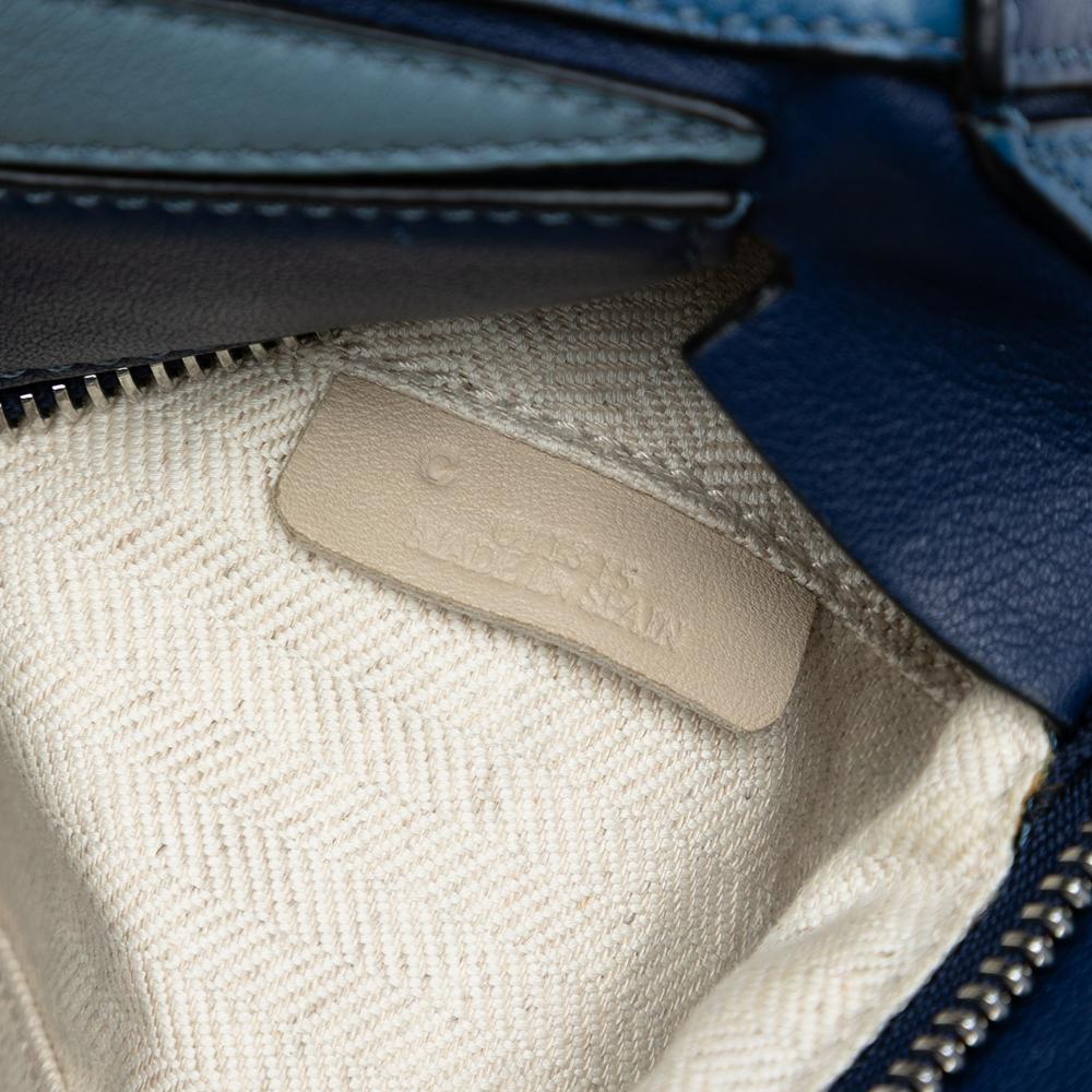 Loewe B LOEWE Blue Calf Leather Medium Tricolor skin Puzzle Satchel Spain