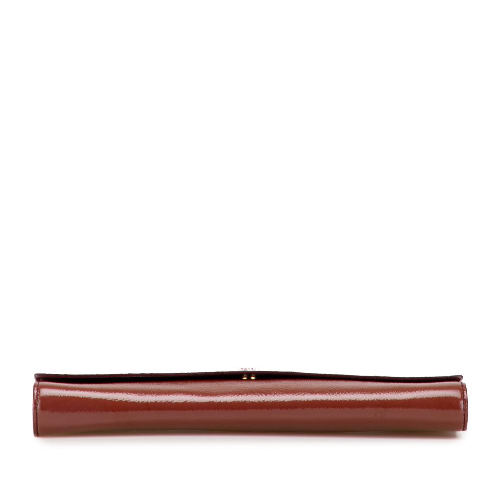 Saint Laurent Brown Patent Leather Leather Large Textured Patent Monogram Belle De Jour Clutch Italy