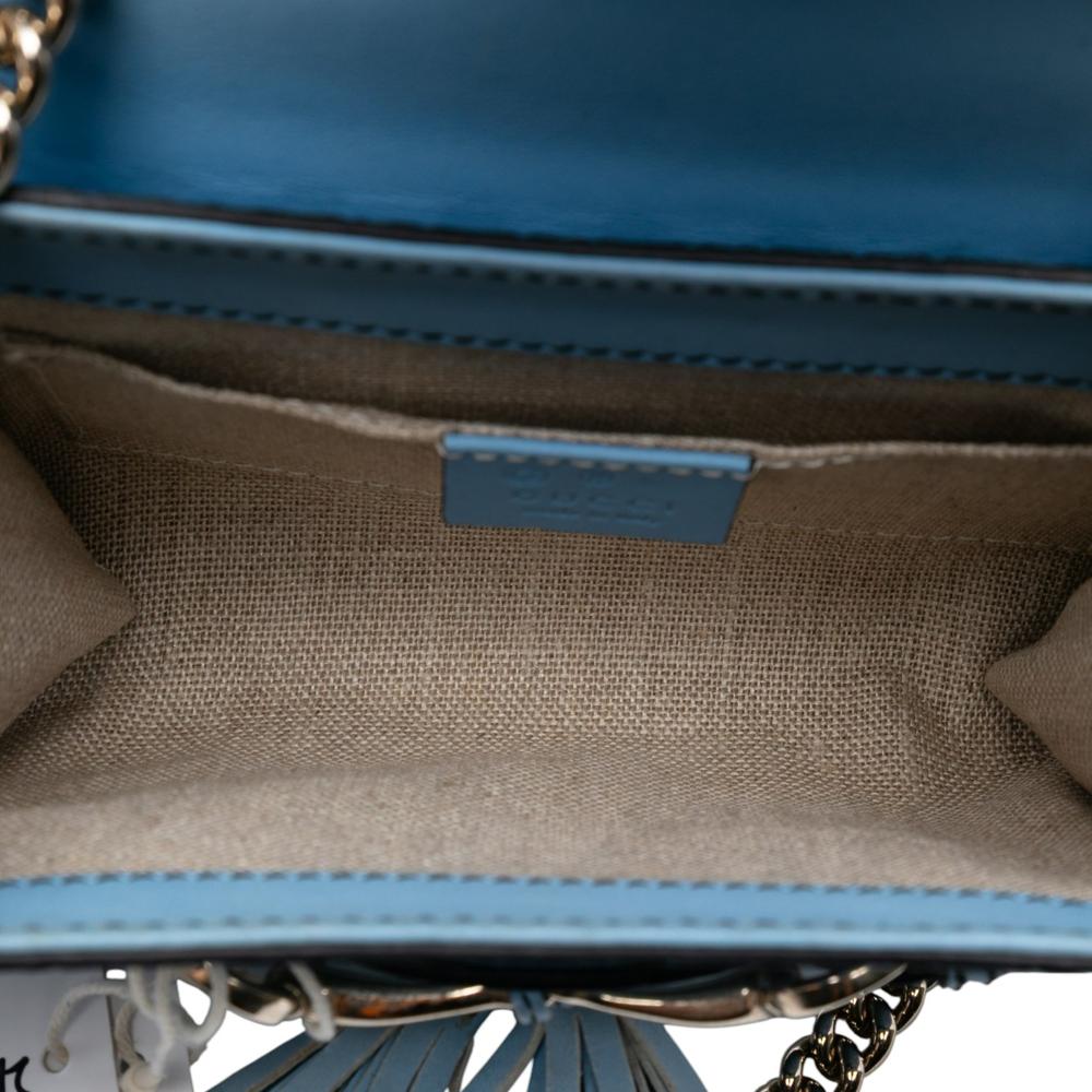 Gucci B Gucci Blue Light Blue Calf Leather Mini Microguccissima Emily Crossbody Italy