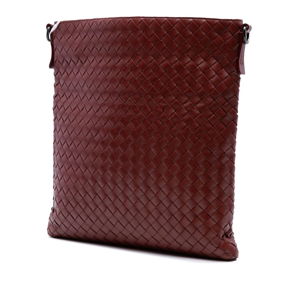 Bottega Veneta B Bottega Veneta Red Bordeaux Nappa Leather Leather Nappa Intrecciato Crossbody Italy