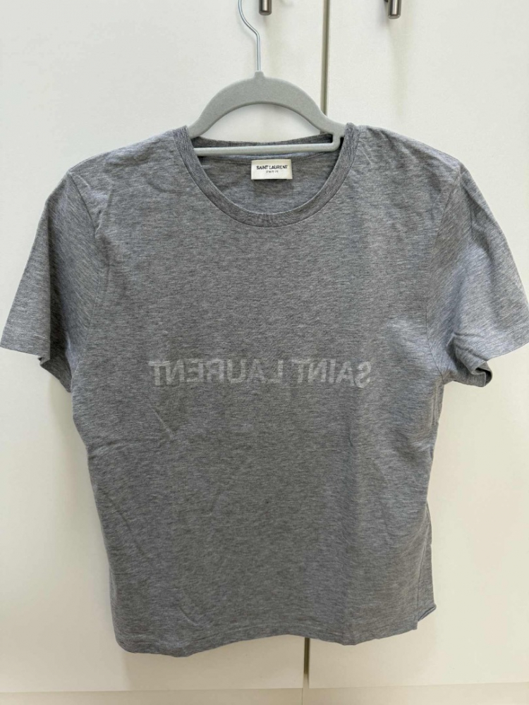 Saint Laurent T-shirt en coton à imprimé Reverse Logo